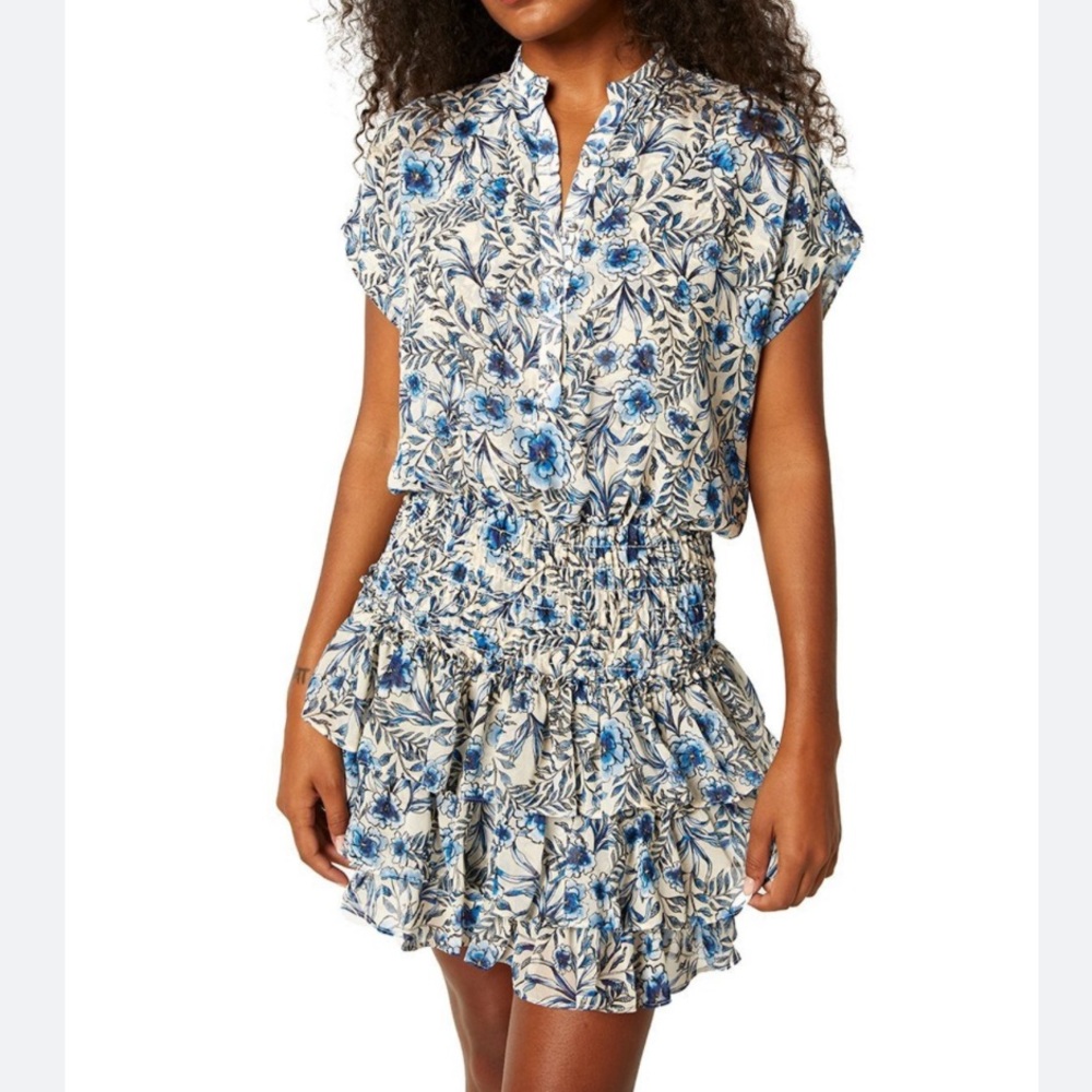 Misa Los Angeles Blue Floral Eloisa Mini Dress SIZE XS